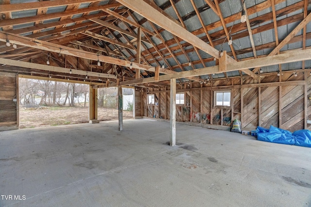 misc room with lofted ceiling