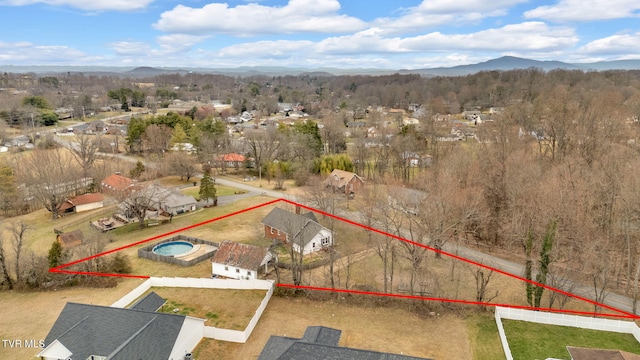 aerial view featuring a mountain view