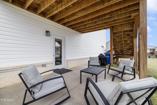 view of patio / terrace featuring a grill