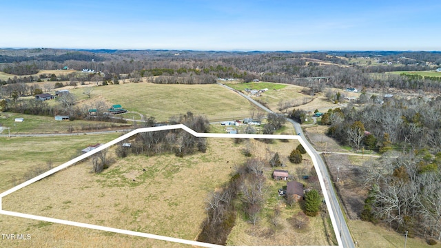 bird's eye view featuring a rural view