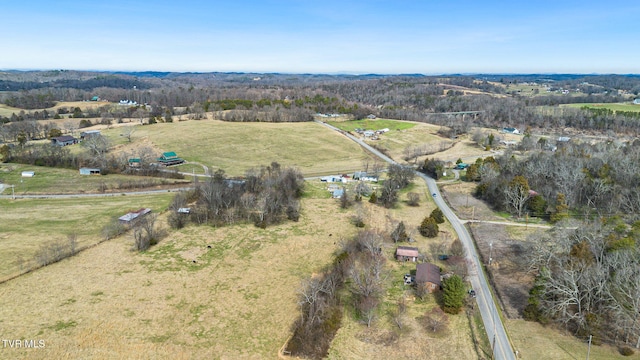 bird's eye view with a rural view