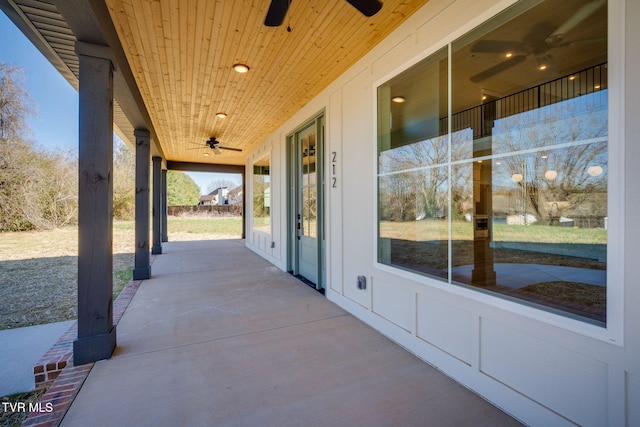 view of patio / terrace with a ceiling fan