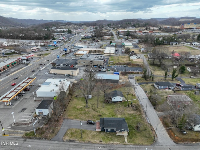 bird's eye view with a mountain view