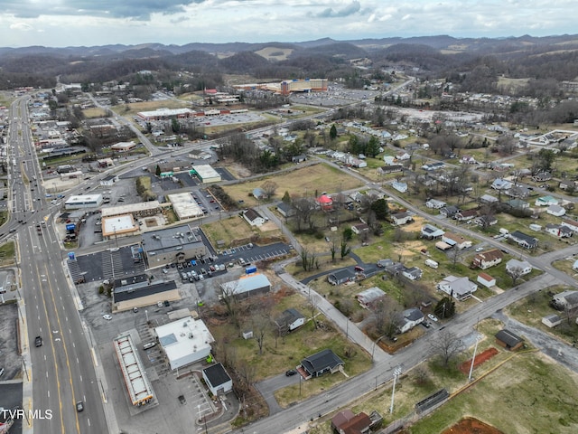 birds eye view of property featuring a mountain view