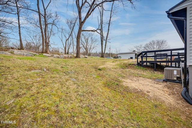 view of yard featuring central AC