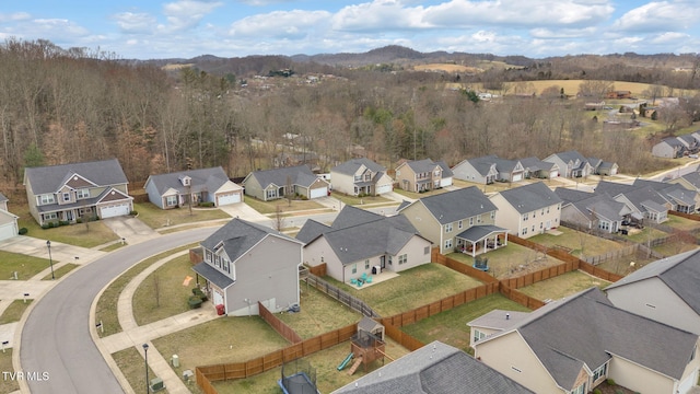 birds eye view of property with a residential view