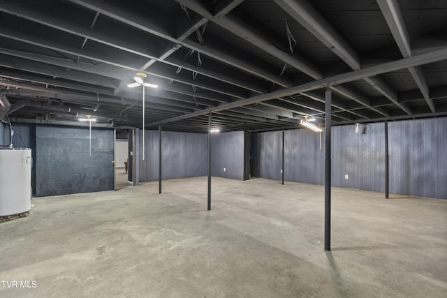 unfinished basement with water heater