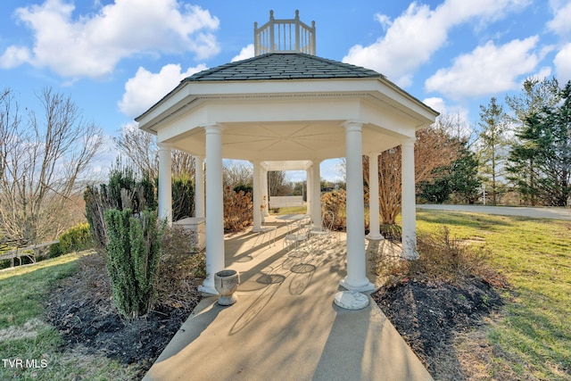 view of patio / terrace featuring a gazebo