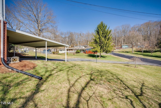 view of yard featuring a carport