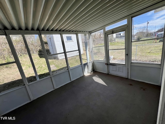 view of unfurnished sunroom