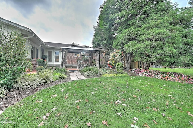 view of yard with a patio and a gazebo