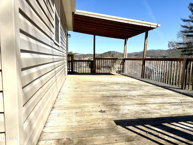 deck with a mountain view