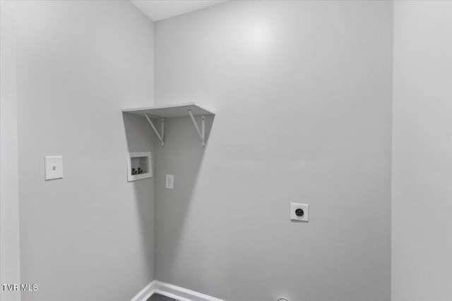 laundry area featuring hookup for a washing machine, laundry area, electric dryer hookup, and baseboards