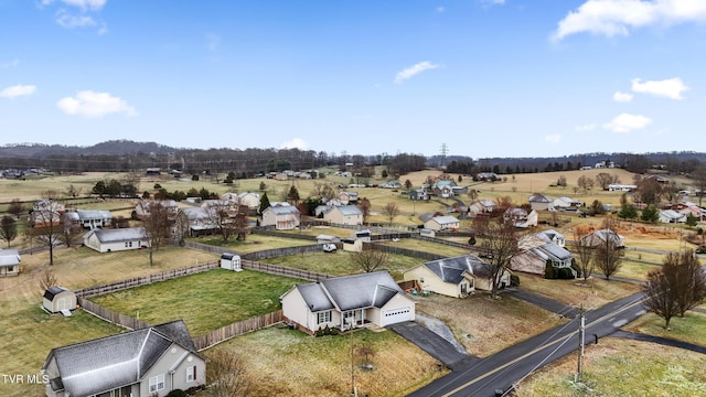 aerial view with a rural view