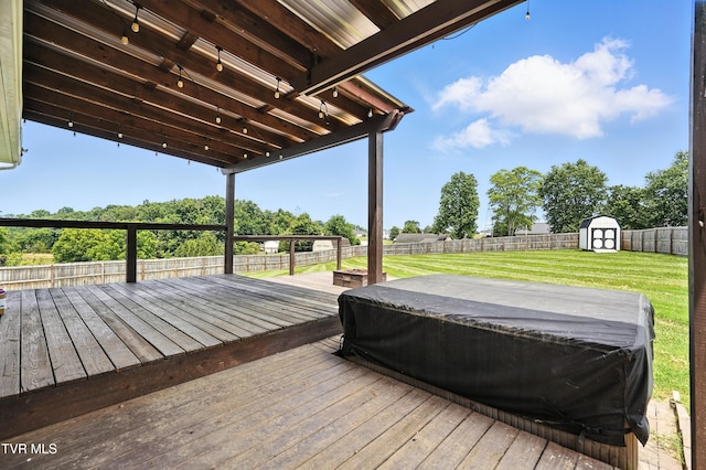 199 Douglas Chapel Rd, Jonesborough, TN 37659 - wooden terrace featuring a storage shed and a fenced backyard
