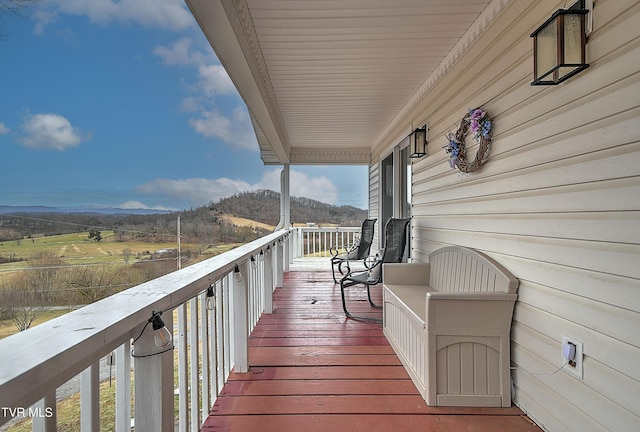 deck featuring a mountain view