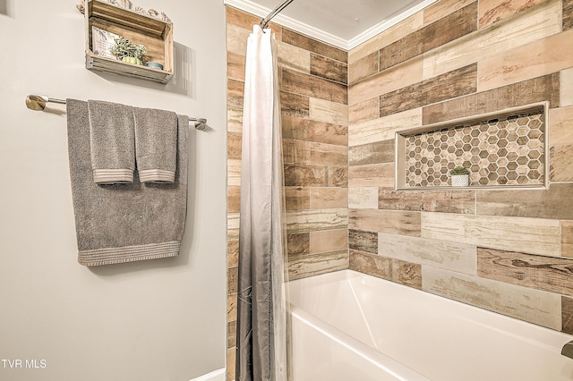 bathroom featuring shower / bath combo with shower curtain