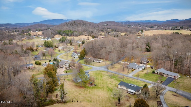 drone / aerial view with a mountain view