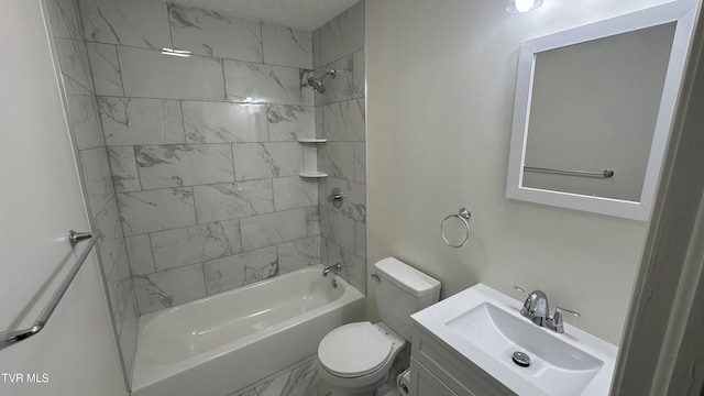 full bath featuring shower / washtub combination, vanity, and toilet