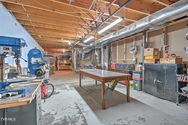 view of unfinished basement