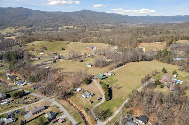 drone / aerial view with a mountain view