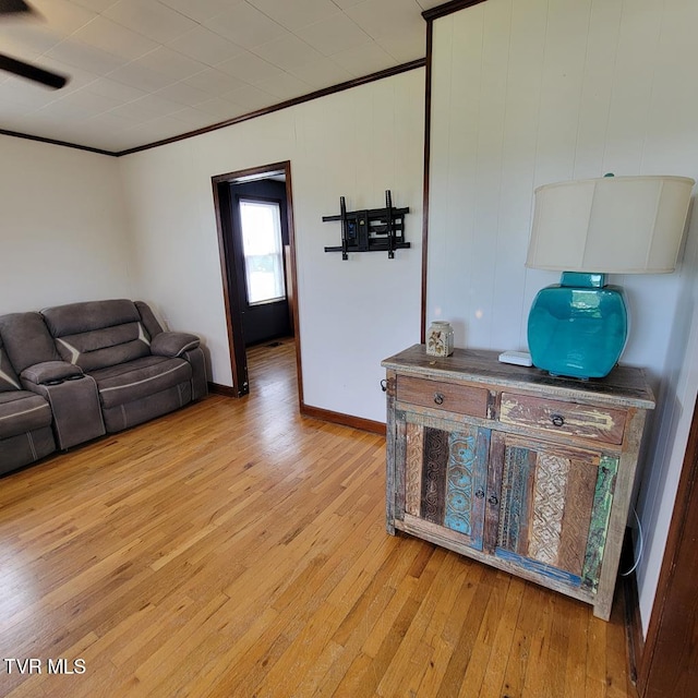 204 Highland Ave, Glade Spring, VA 24340 - living room with light wood finished floors and crown molding