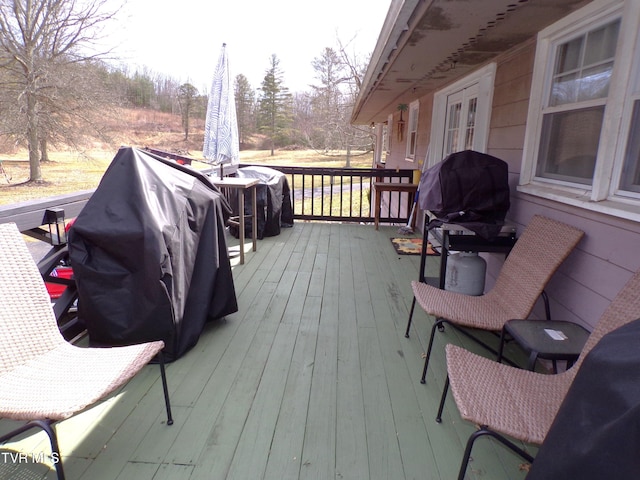 deck featuring grilling area