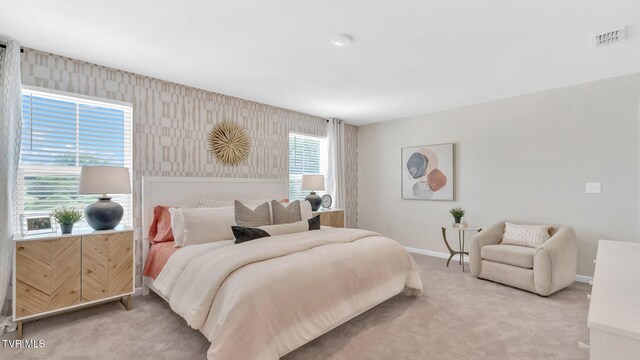 1807 Fox Meadows Cir, Bluff City, TN 37618 - bedroom featuring light colored carpet, wallpapered walls, and baseboards
