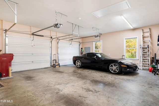 garage with a garage door opener