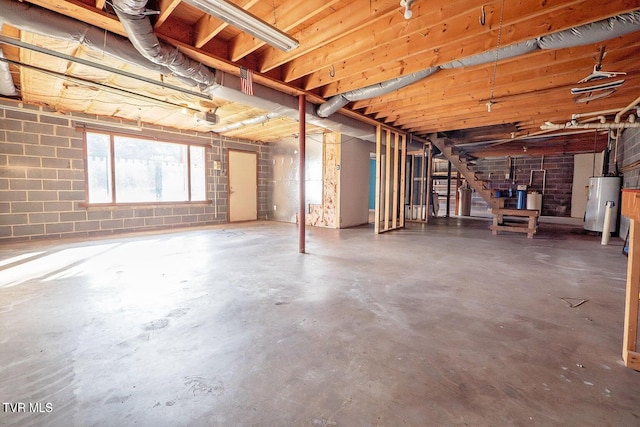 basement with water heater