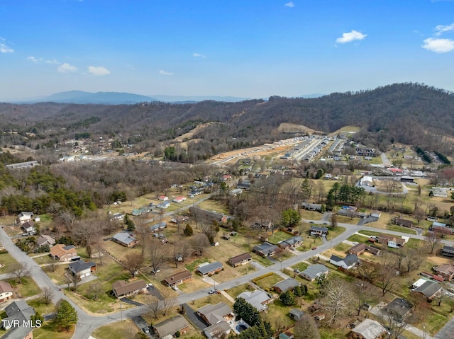 drone / aerial view with a mountain view