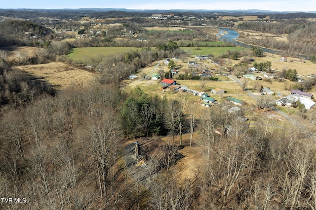 bird's eye view with a rural view