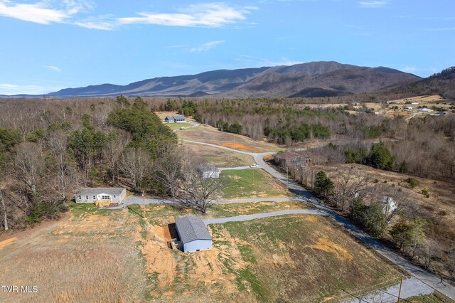 drone / aerial view with a rural view and a mountain view