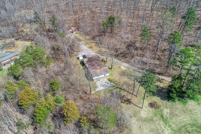 bird's eye view with a view of trees