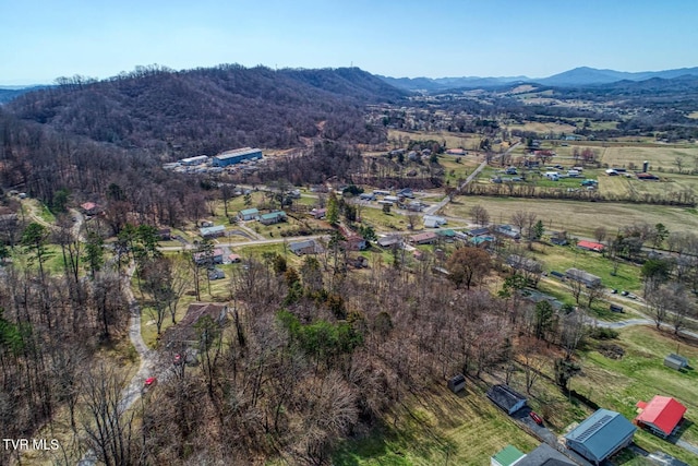 birds eye view of property with a rural view and a mountain view