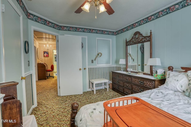 bedroom featuring carpet and ceiling fan