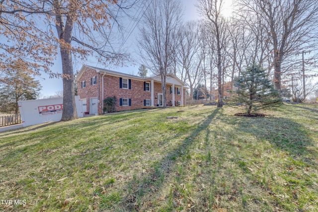 view of yard featuring a garage