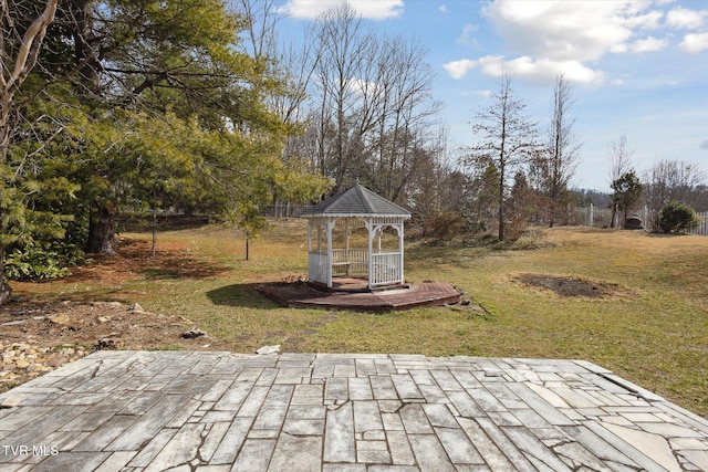 view of patio / terrace featuring a gazebo