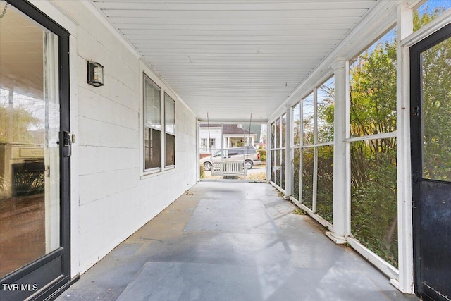 view of unfurnished sunroom