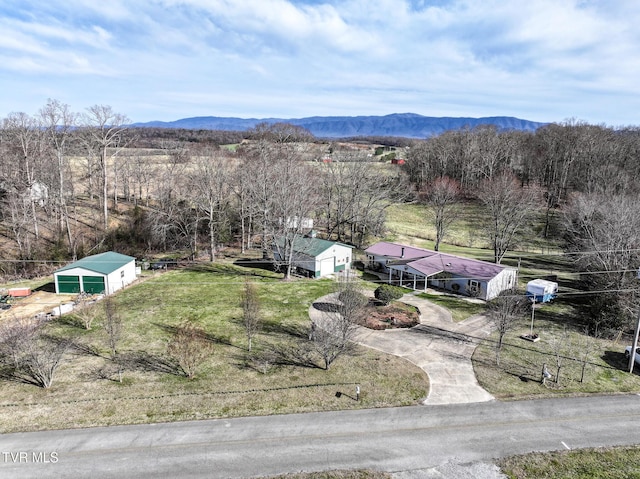 aerial view featuring a mountain view