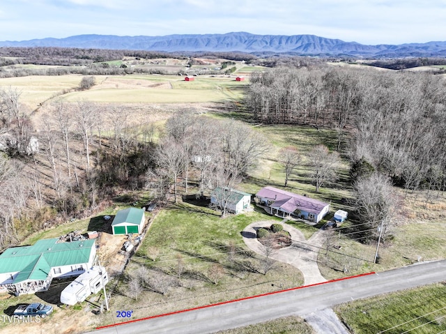 birds eye view of property featuring a mountain view