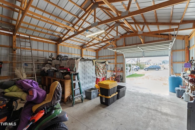 garage featuring metal wall