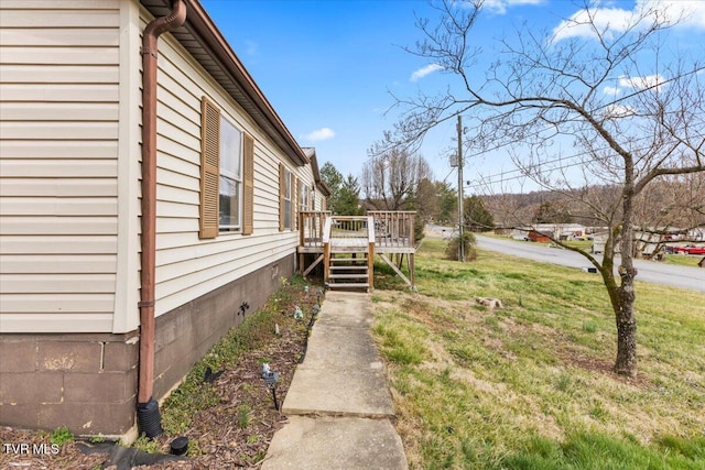 view of yard featuring a deck