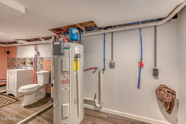 utility room with water heater