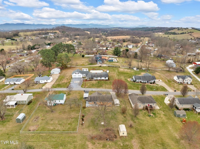 bird's eye view with a mountain view