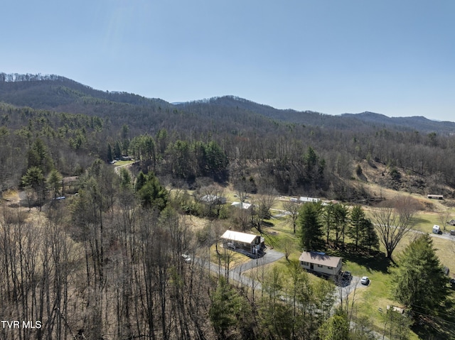 aerial view with a forest view and a mountain view