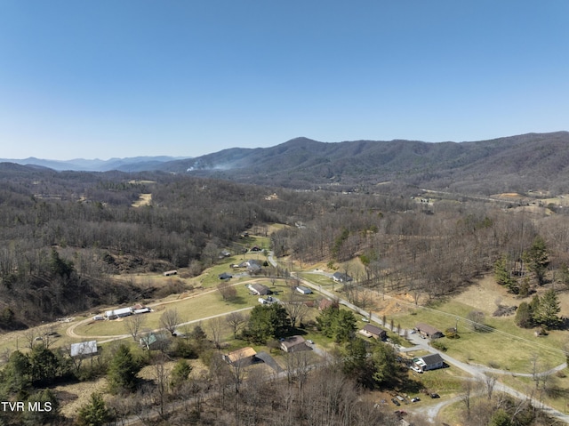 aerial view with a mountain view