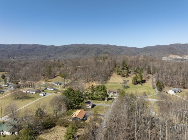 drone / aerial view with a rural view and a mountain view