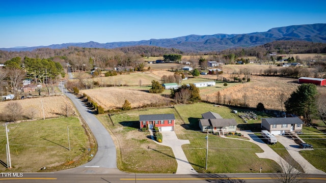 aerial view with a rural view and a mountain view