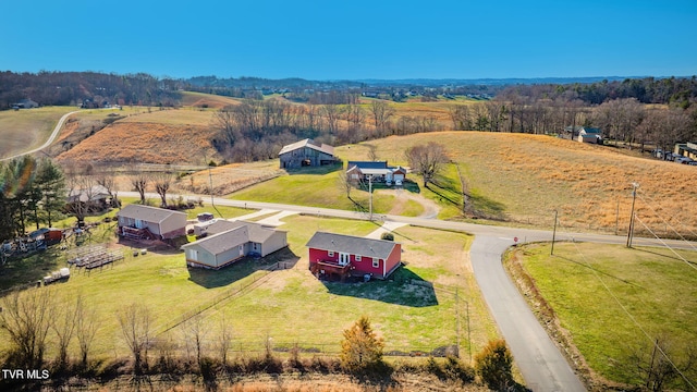 bird's eye view with a rural view